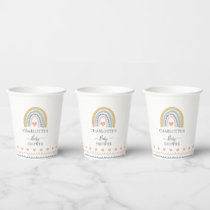 Boho Watercolor Rainbow Baby Shower Paper Cups
