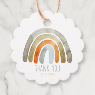 Boho Watercolor Rainbow Baby Shower Thank You Favour Tags