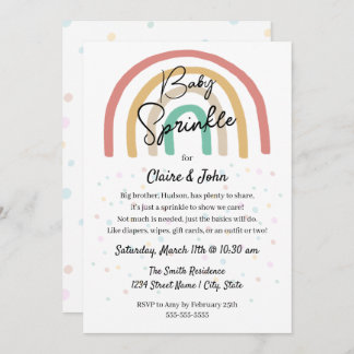 Boho Watercolor Rainbow Baby Sprinkle Invitation