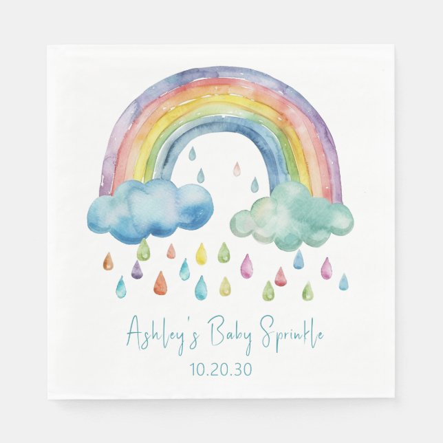 Boho Watercolor Rainbow Baby Sprinkle Napkin (Front)