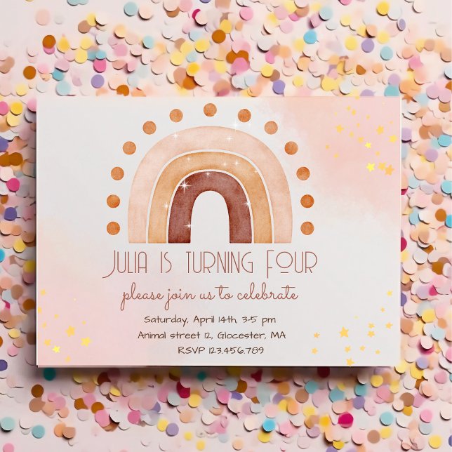 Boho watercolor rainbow Birthday Invitation (Creator Uploaded)