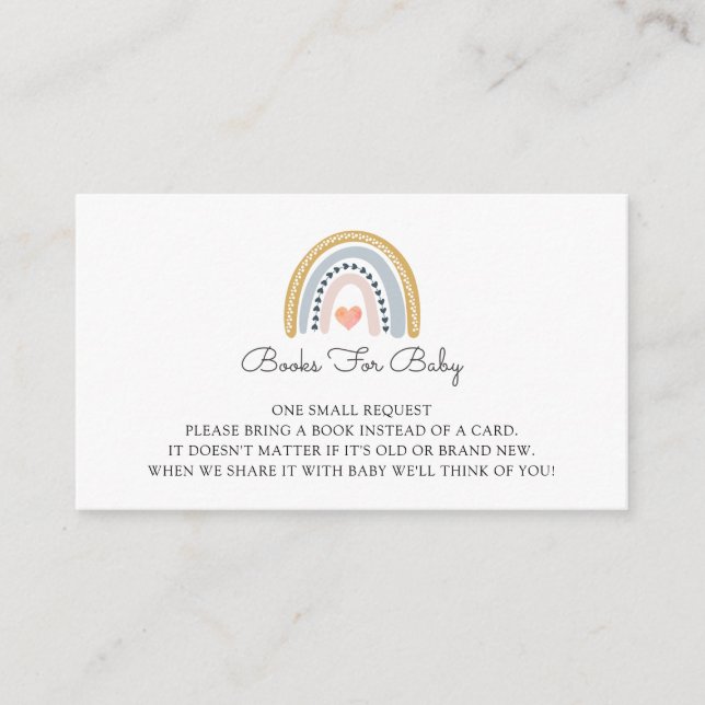 Boho Watercolor Rainbow Books For Baby Enclosure Card (Front)