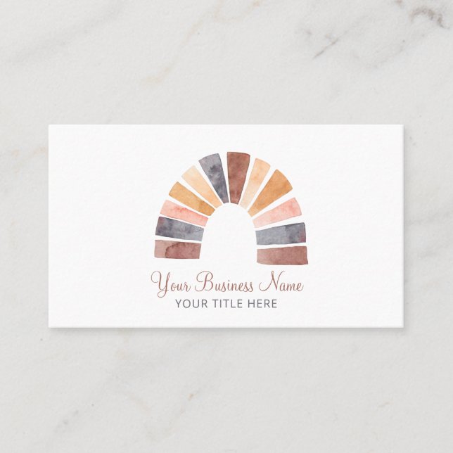 Boho Watercolor Rainbow Business Card (Front)