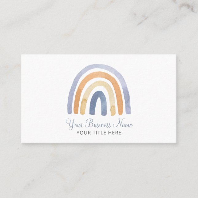 Boho Watercolor Rainbow Business Card (Front)