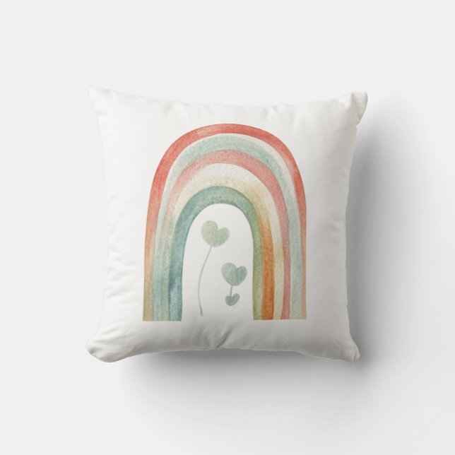 Boho Watercolor Rainbow Cushion (Front)