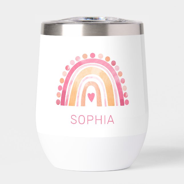 Boho Watercolor Rainbow in Pink personalised (Front)