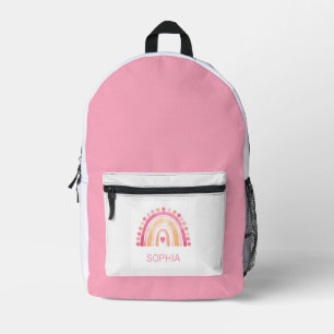 Boho Watercolor Rainbow in Pink personalised Printed Backpack