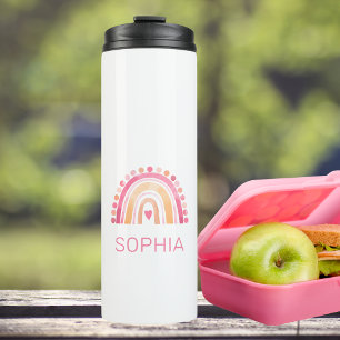 Boho Watercolor Rainbow in Pink personalised Thermal Tumbler