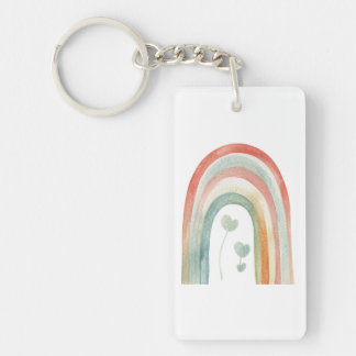 Boho Watercolor Rainbow Key Ring