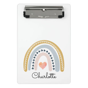 Boho Watercolor Rainbow Kid's Personalised Mini Clipboard