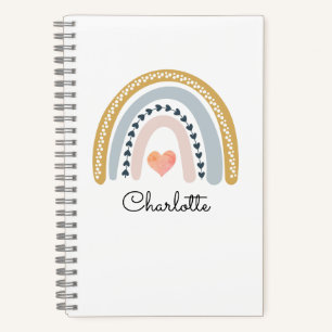 Boho Watercolor Rainbow Kid's Personalised  Notebo Notebook