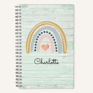 Boho Watercolor Rainbow Kid's Personalised  Notebo Notebook