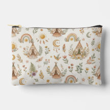 Boho Watercolor Rainbow Multi-Purpose Zipper Pouch