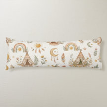 Boho Watercolor Rainbow Pastel Body Pillow