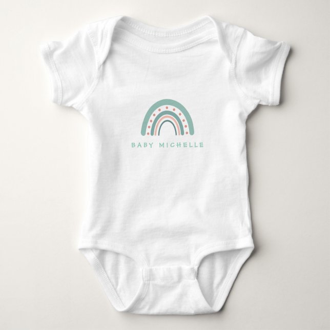 Boho Watercolor Rainbow Personalised Baby Bodysuit (Front)