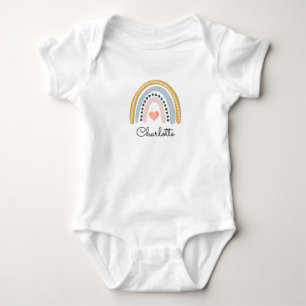 Boho Watercolor Rainbow Personalised Girl Baby Bodysuit