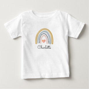 Boho Watercolor Rainbow Personalised Girl Baby T-Shirt