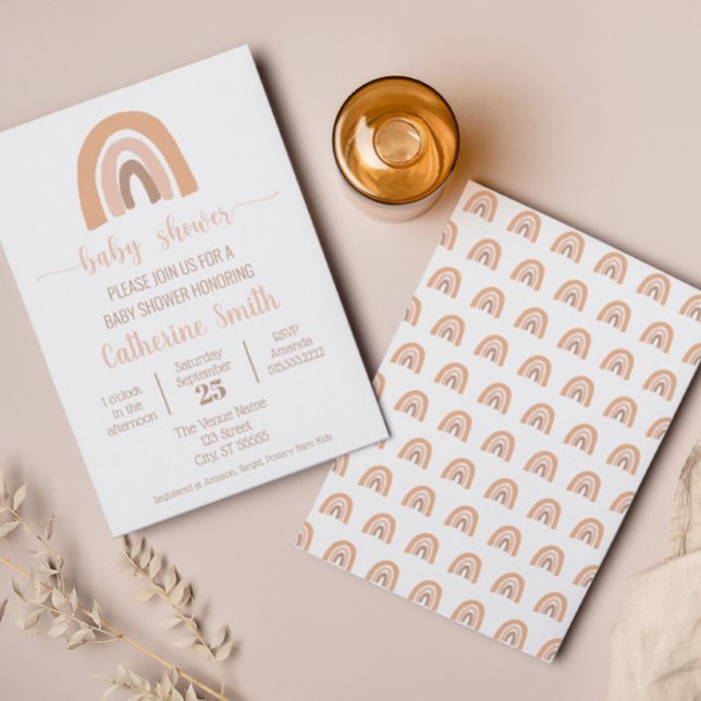 Boho Watercolor Rainbow Terracotta Baby Shower Invitation (Creator Uploaded)