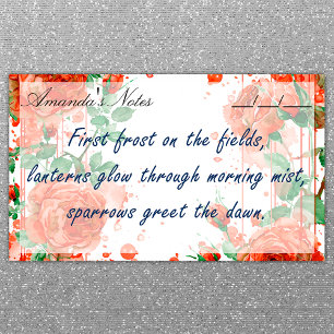 Boho Watercolor Red Roses 10" x 6" Post-it Notes