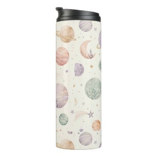 Boho Watercolor Space & Planets Seamless Pattern Thermal Tumbler