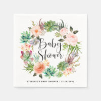 Boho Watercolor Succulent Wreath Baby Shower