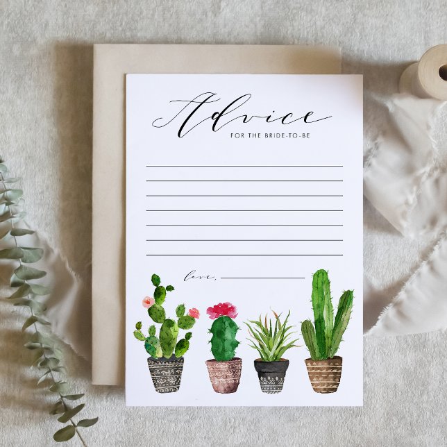 Boho Watercolor Succulents Advice for the Bride Card (Creator Uploaded)