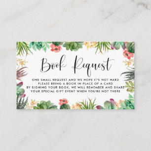 Boho Watercolor Succulents Frame Book Request Card