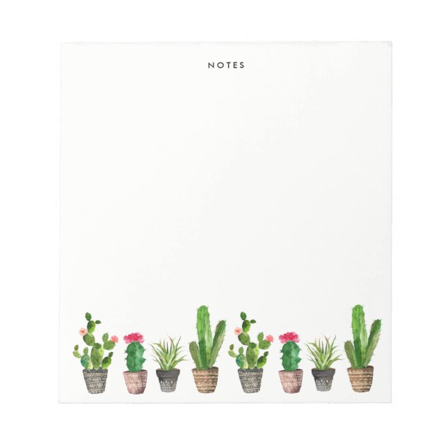 Boho Watercolor Succulents Personalised Notepad (Front)