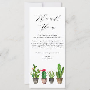 Boho Watercolor Succulents Wedding Thank You Card
