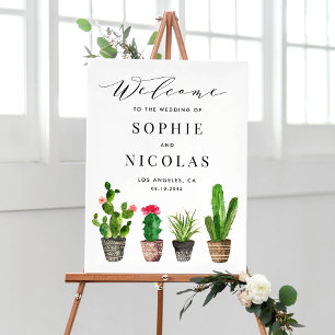 Boho Watercolor Succulents Welcome Wedding Sign