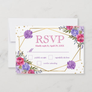 Boho Watercolor Summer Flowers Wedding RSVP Card