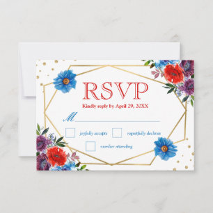Boho Watercolor Summer Flowers Wedding RSVP Card