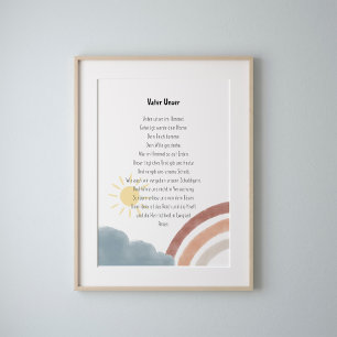 Boho watercolor the lord's prayer in German print
