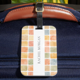 BOHO WATERCOLOR TILES EARTH COLOR Personalised Luggage Tag