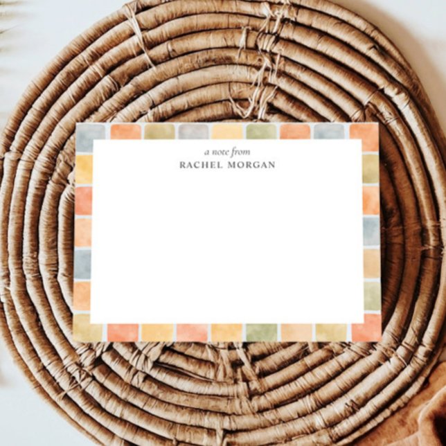 Boho Watercolor tiles soft earty colour personal Card (Creator Uploaded)