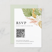 Boho Watercolor Tropical Fan Palm Leaves QR Code