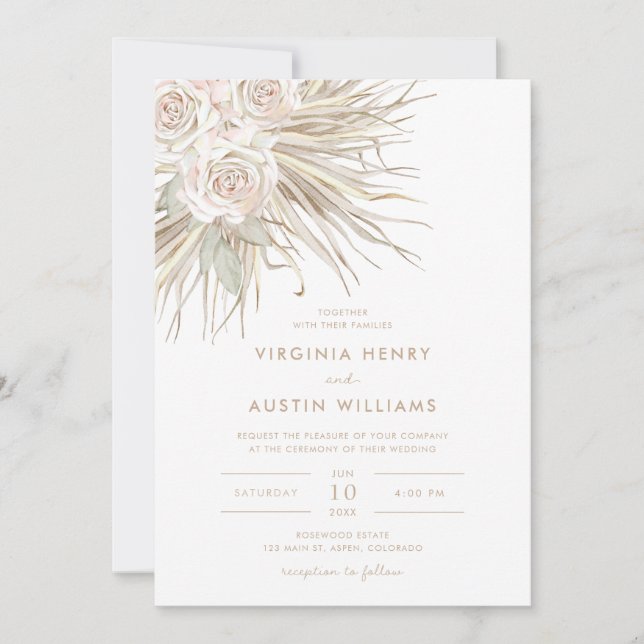 Boho Watercolor Tropical Wedding Invitation (Front)