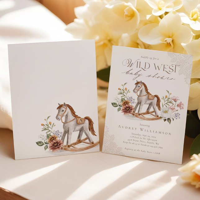 Boho Watercolor Western Rocking Horse Baby Shower Invitation (Boho Watercolor Western Rocking Horse Baby Shower Invitation)