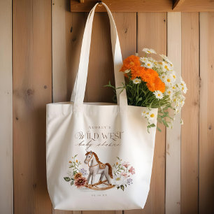 Boho Watercolor Western Rocking Horse Baby Shower Tote Bag