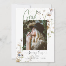 Boho Watercolor Wild Flowers  Graduation 