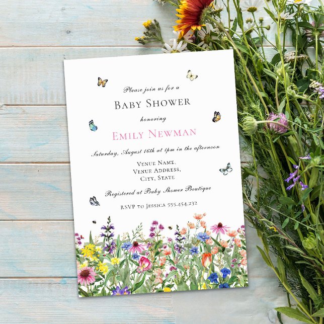 Boho Watercolor Wildflower Baby Shower Invitation (Creator Uploaded)