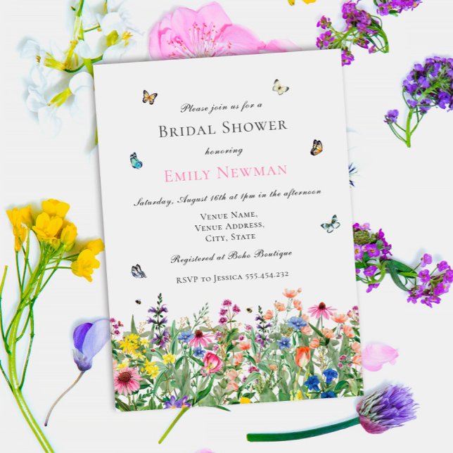 Boho Watercolor Wildflower Bridal Shower Invitation (Creator Uploaded)