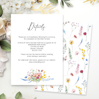 Boho Watercolor Wildflower Calligraphy Wedding Enclosure Card