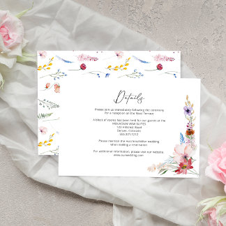 Boho Watercolor Wildflower Calligraphy Wedding Enclosure Card