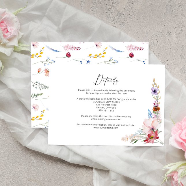 Boho Watercolor Wildflower Calligraphy Wedding Enclosure Card (Creator Uploaded)