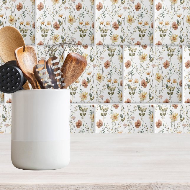 Boho Watercolor Wildflower Ceramic Tile (Creator Uploaded)