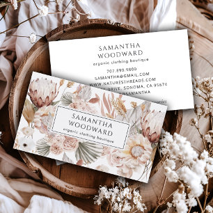 Boho Watercolor Wildflower Clothing Boutique Business Card