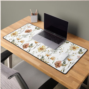 Boho Watercolor Wildflower Desk Mat