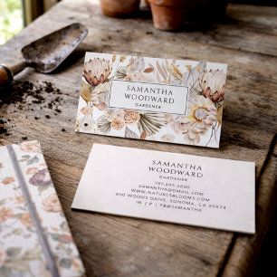Boho Watercolor Wildflower Gardener Business Card
