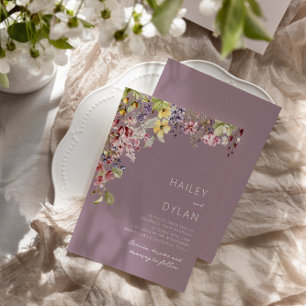 Boho Watercolor Wildflower Meadow Wedding Invitation